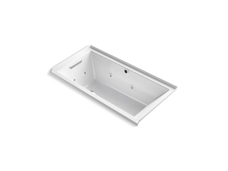 KOHLER K-1167-XHGHL-0 White Underscore 60" x 30" Heated BubbleMassage air bath with whirlpool, alcove, left drain