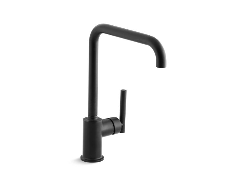 KOHLER K-7507-BL Matte Black Purist Single-handle kitchen sink faucet