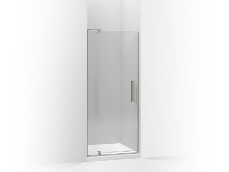 KOHLER K-707506-L-BNK Anodized Brushed Nickel Revel Pivot shower door, 74" H x 27-5/16 - 31-1/8" W, with 5/16" thick Crystal Clear glass