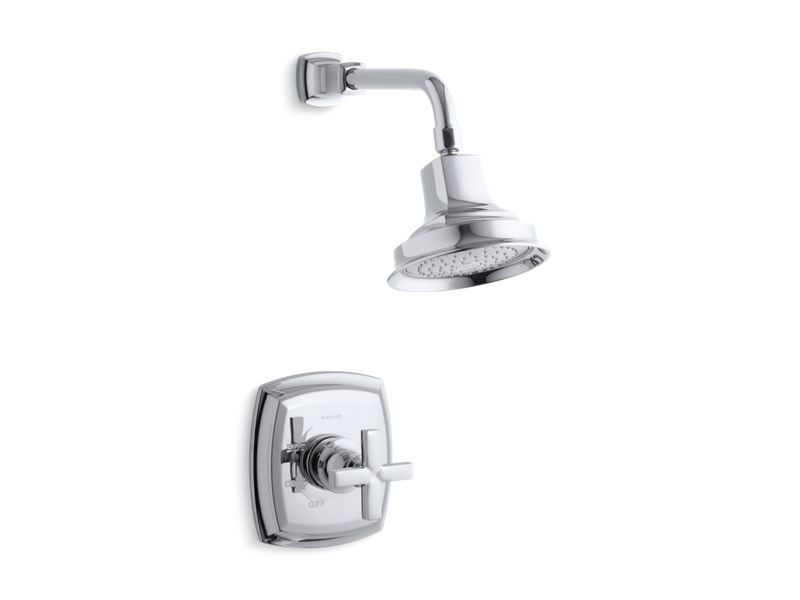 KOHLER K-TS16234-3-CP Margaux Rite-Temp shower valve trim with cross handle and 2.5 gpm showerhead