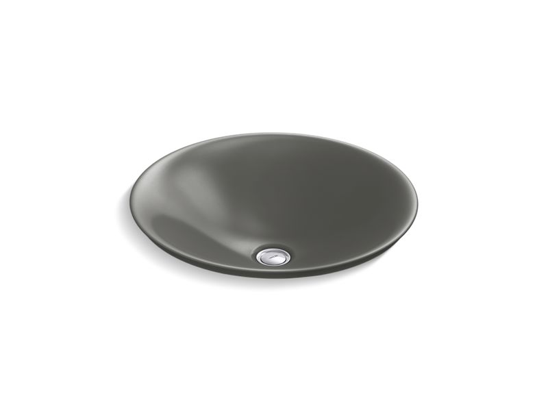 KOHLER K-7806-58 Carillon 17-3/4" Round Drop-In Bathroom Sink, No Overflow In Thunder Grey