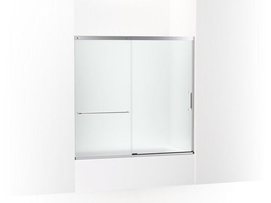 KOHLER K-707609-6D3-SH Bright Silver Elate Sliding bath door, 56-3/4" H x 56-1/4 - 59-5/8" W, with 1/4" thick Frosted glass