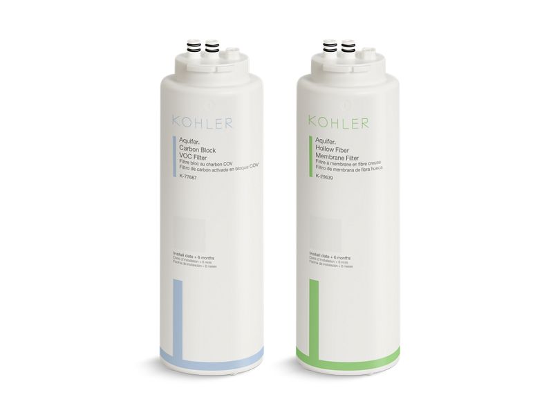 KOHLER K-29651-NA Not Applicable Aquifer+ Replacement filter cartridge two-pack with hollow fiber membrane and carbon block VOC