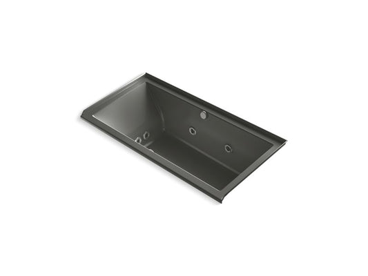 KOHLER K-1167-XHGHR-58 Thunder Grey Underscore 60" x 30" Heated BubbleMassage air bath with whirlpool, alcove, right drain