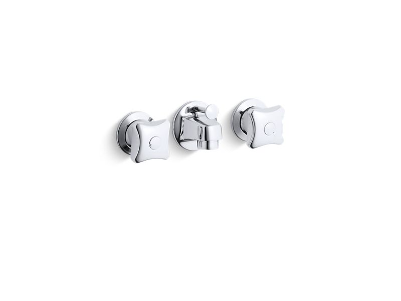 KOHLER K-8040-2N-CP Triton 0.5 gpm shelf-back commercial bathroom sink faucet with pop-up drain and standard handles
