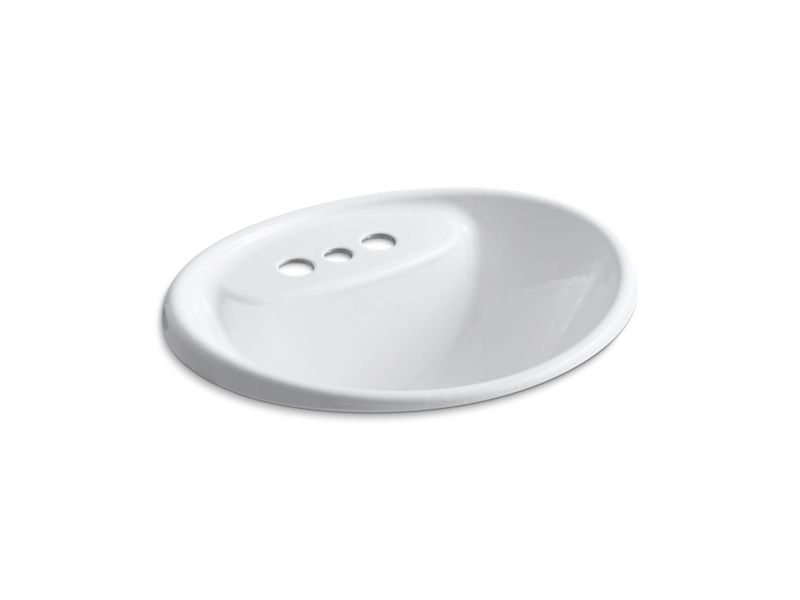 KOHLER K-2839-4-0 Tides Drop-in bathroom sink with 4" centerset faucet holes