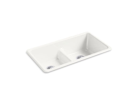 KOHLER K-5312-FF Sea Salt Iron/Tones 33" x 18-3/4" x 9-5/8" Smart Divide top-mount/undermount double-equal kitchen sink