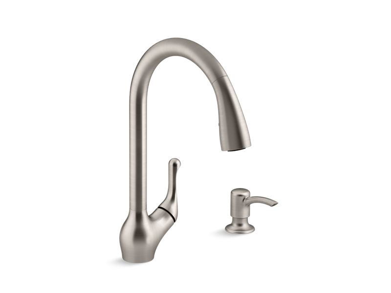 KOHLER K-R776-SD-VS Vibrant Stainless Barossa Pull-down kitchen sink faucet with soap/lotion dispenser