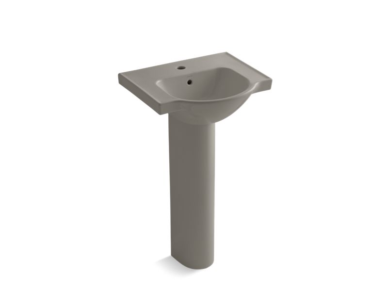 KOHLER K-5265-1-K4 Cashmere Veer 21" pedestal bathroom sink with single faucet hole