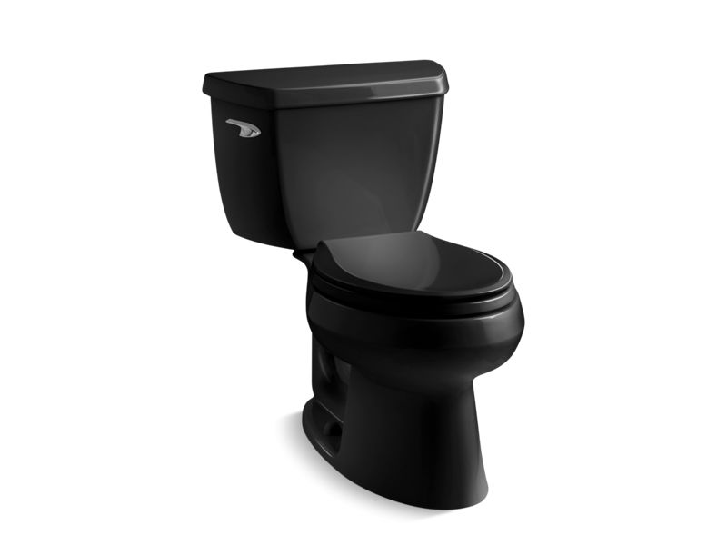 KOHLER Wellworth Classic K-3575-T-7 Black Black Classic Two-piece elongated 1.28 gpf toilet with tank cover locks
