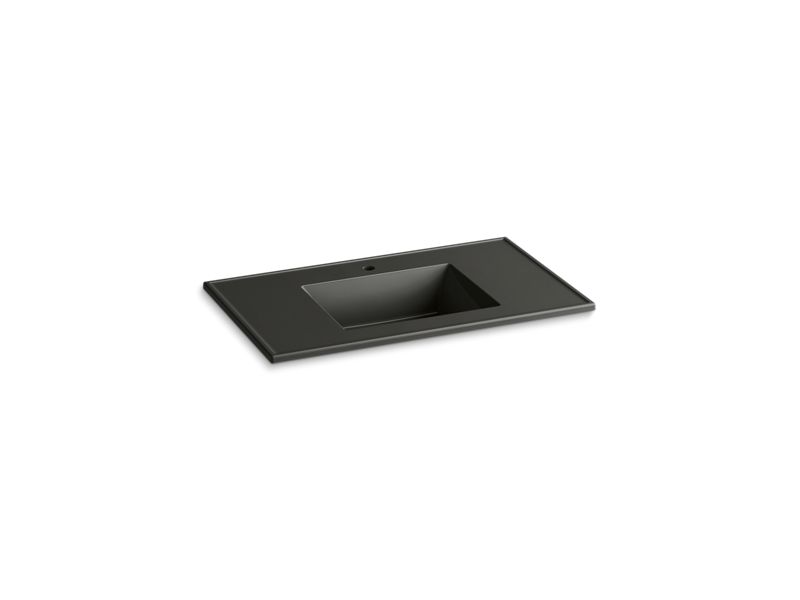 KOHLER K-2781-1-G88 Ceramic/Impressions 37" rectangular vanity-top bathroom sink with single faucet hole