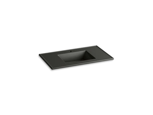 KOHLER K-2781-1-G88 Ceramic/Impressions 37" rectangular vanity-top bathroom sink with single faucet hole