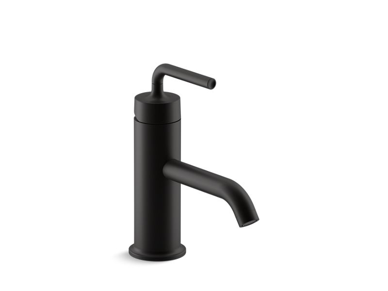 KOHLER K-14402-4A-BL Matte Black Purist Single-handle bathroom sink faucet with straight lever handle, 1.2 gpm
