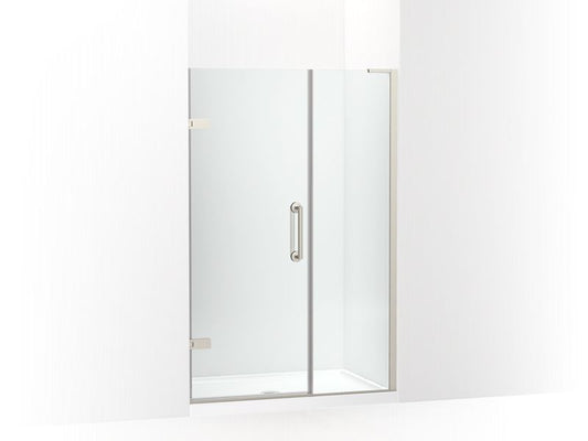 KOHLER K-27605-10L-BNK Anodized Brushed Nickel Components Frameless pivot shower door, 71-3/4" H x 45-1/4 - 46" W, with 3/8" thick Crystal Clear glass