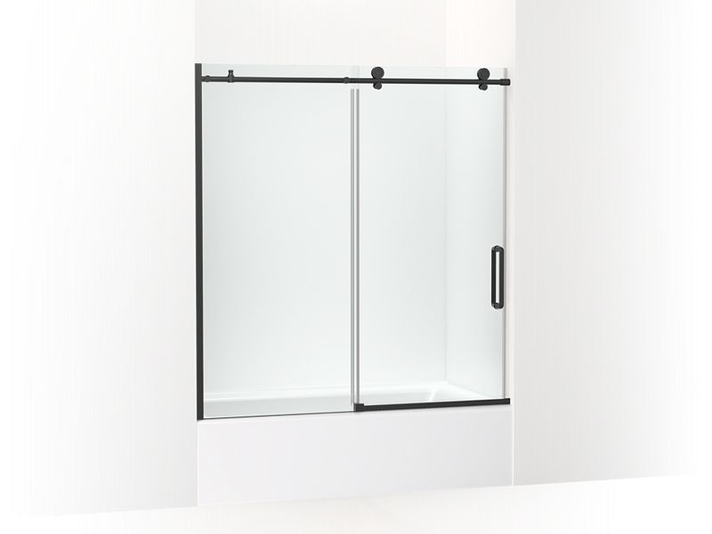 KOHLER K-707626-8L-BL Cursiva Sliding bath door, 62" H x 56-1/8 - 59-7/8" W, with 5/16" thick Crystal Clear glass