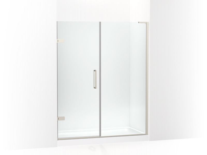 KOHLER K-27616-10L-BNK Anodized Brushed Nickel Composed Frameless pivot shower door, 71-3/4" H x 57-1/4 - 58" W, with 3/8" thick Crystal Clear glass