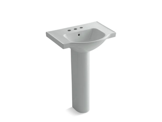 KOHLER K-5266-4-95 Ice Grey Veer 24" pedestal bathroom sink with 4" centerset faucet holes