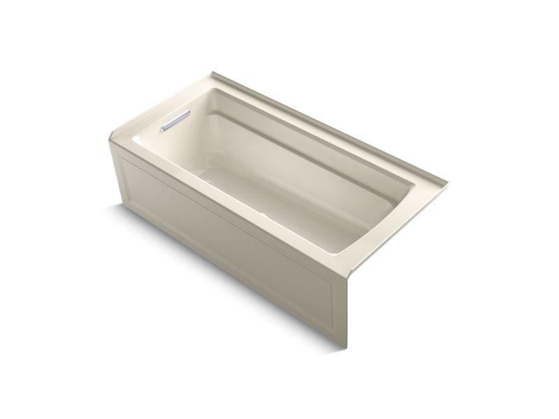 KOHLER Archer K-1949-GHLA-47 Almond 66" x 32" alcove Heated BubbleMassage air bath, left drain