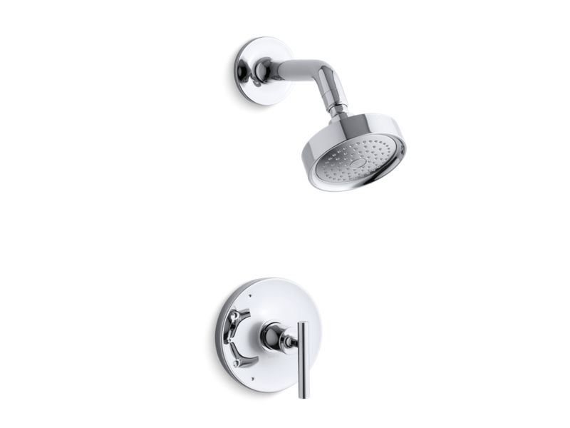 KOHLER K-TS14422-4-CP Polished Chrome Purist Rite-Temp shower trim kit with lever handle, 2.5 gpm