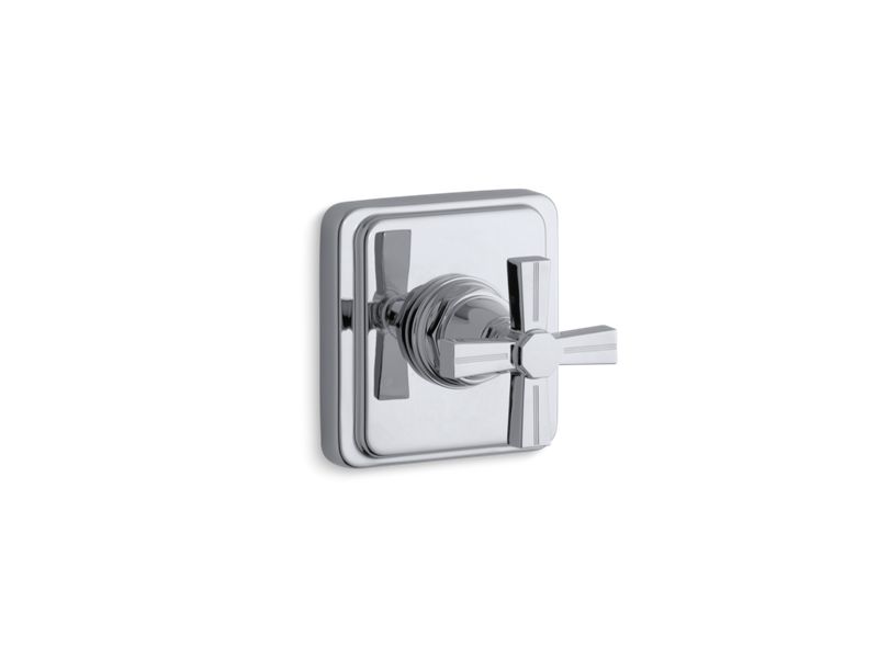 KOHLER K-T13175-3B-CP Pinstripe Valve trim with cross handle for transfer valve, requires valve