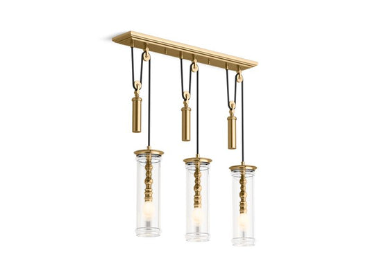 KOHLER K-23345-CH03-BGL Damask Three-light adjustable linear chandelier