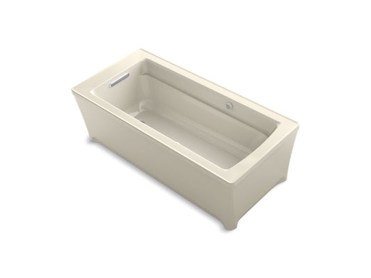 KOHLER K-2595-GHW-47 Almond Archer 67-3/4" x 31-3/4" freestanding Heated BubbleMassage air bath with Bask heated surface