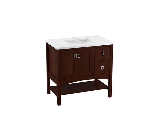 KOHLER K-CM99556-BD1-1WG Marabou 36" Bathroom Vanity Cabinet With Sink And Quartz Top In Cherry Tweed