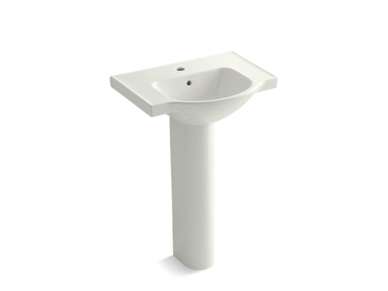 KOHLER K-5266-1-NY Dune Veer 24" pedestal bathroom sink with single faucet hole