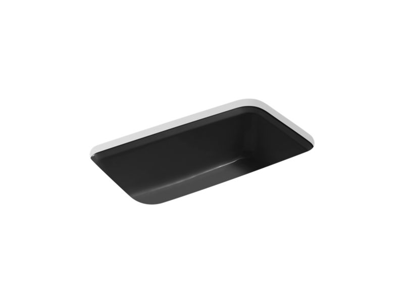 KOHLER K-5832-5U-7 Black Black Bakersfield 31" x 22" x 8-5/8" undermount single-bowl kitchen sink with 5 faucet holes