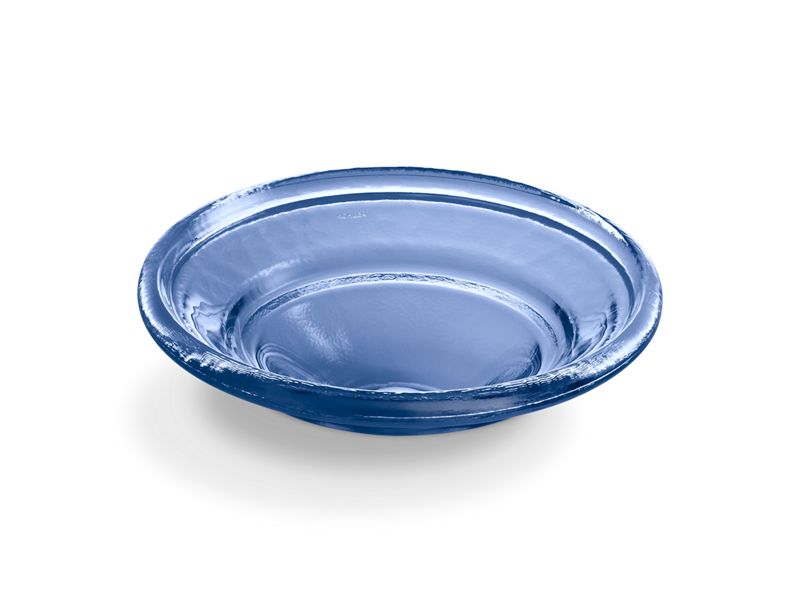 KOHLER K-2276-TG6 Spun Glass 17-1/2" Round Drop-In Vessel Bathroom Sink, No Overflow In Translucent Sapphire