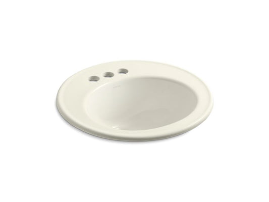 KOHLER K-2202-4-96 Brookline 19" diameter drop-in bathroom sink with 4" centerset faucet holes