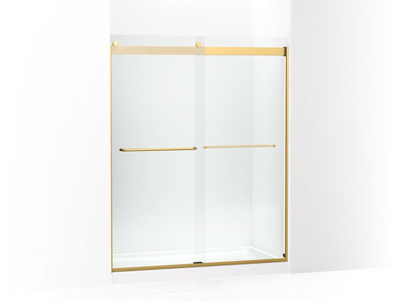 KOHLER K-706015-L-2MB Vibrant Brushed Moderne Brass Levity 74" H sliding shower door with 1/4" - thick glass