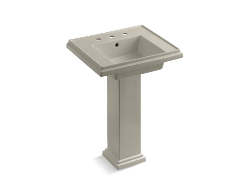 KOHLER K-2844-8-G9 Sandbar Tresham 24" pedestal bathroom sink with 8" widespread faucet holes