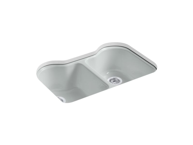 KOHLER K-5818-5U-95 Hartland 33" x 22" x 9-5/8" Undermount double-equal kitchen sink with 5 faucet holes