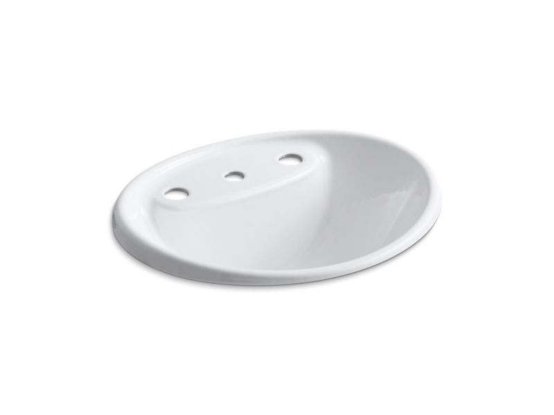 KOHLER K-2839-8-0 Tides Drop-in bathroom sink with 8" widespread faucet holes