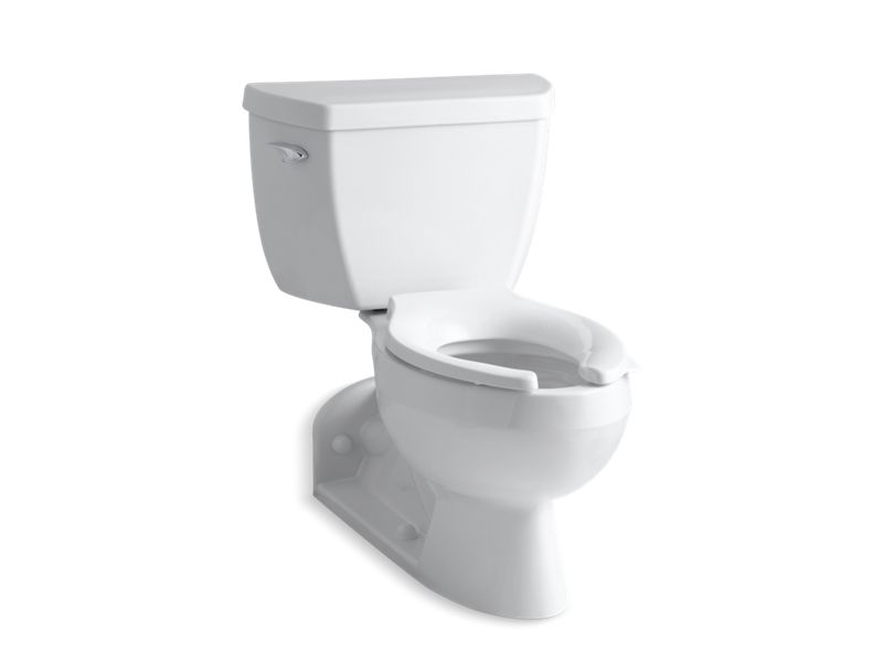 KOHLER K-3652-0 White Barrington Two-piece elongated 1.0 gpf toilet with Pressure Lite flushing technology and left-hand trip lever