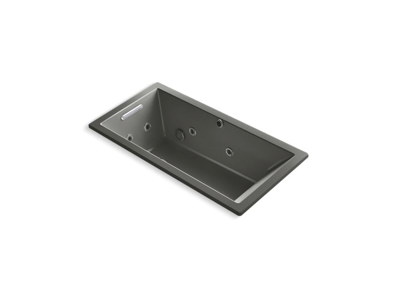 KOHLER K-1167-XHGH-58 Thunder Grey Underscore 60" x 30" Heated BubbleMassage air bath with whirlpool, end drain