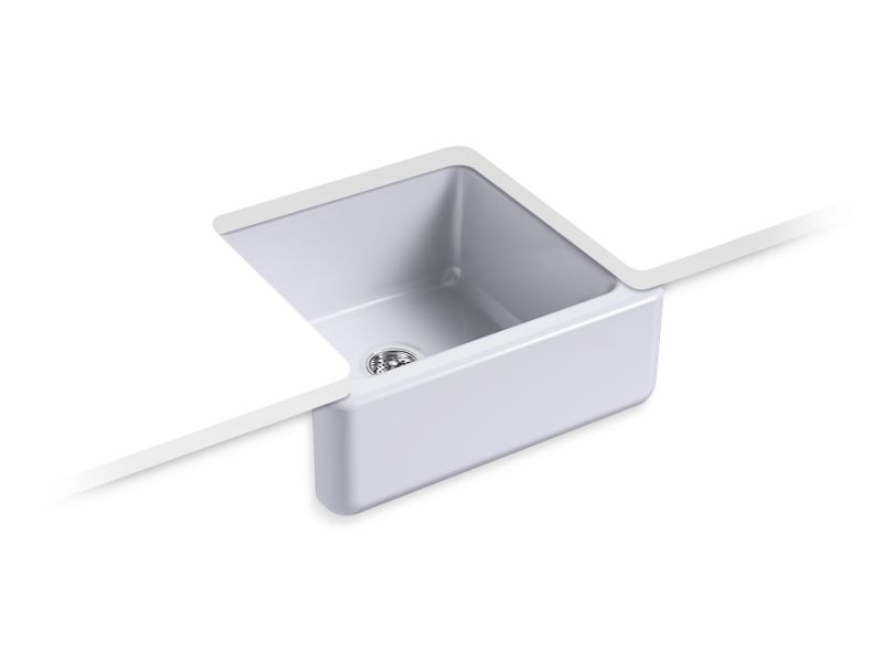 KOHLER K-5665-GRL Whitehaven 23-1/2" x 21-9/16" x 9-5/8" undermount single-bowl farmhouse sink with tall apron