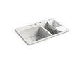 KOHLER K-8669-4A2-FF Riverby 33" Top-Mount Double-Bowl Workstation Kitchen Sink In Sea Salt