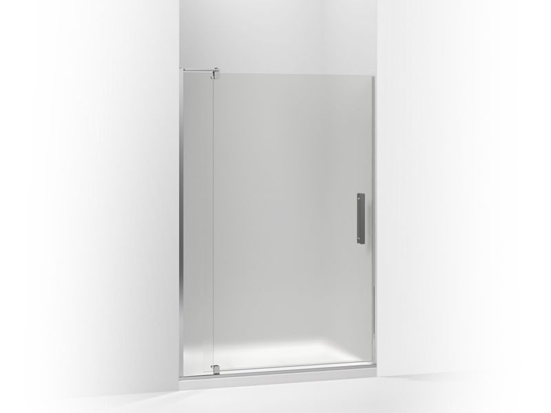 KOHLER K-707541-D3-SHP Bright Polished Silver Revel Pivot shower door, 70" H x 39-1/8 - 44" W, with 5/16" thick Frosted glass
