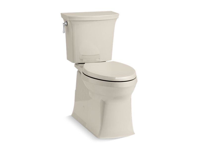 KOHLER K-5709-G9 Corbelle Comfort Height Two-piece elongated 1.28 gpf toilet with ContinuousClean, skirted trapway, left-hand trip lever and Revolution 360 swirl flushing technology, seat not included