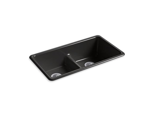 KOHLER K-5312-7 Black Black Iron/Tones 33" x 18-3/4" x 9-5/8" Smart Divide top-mount/undermount double-equal kitchen sink