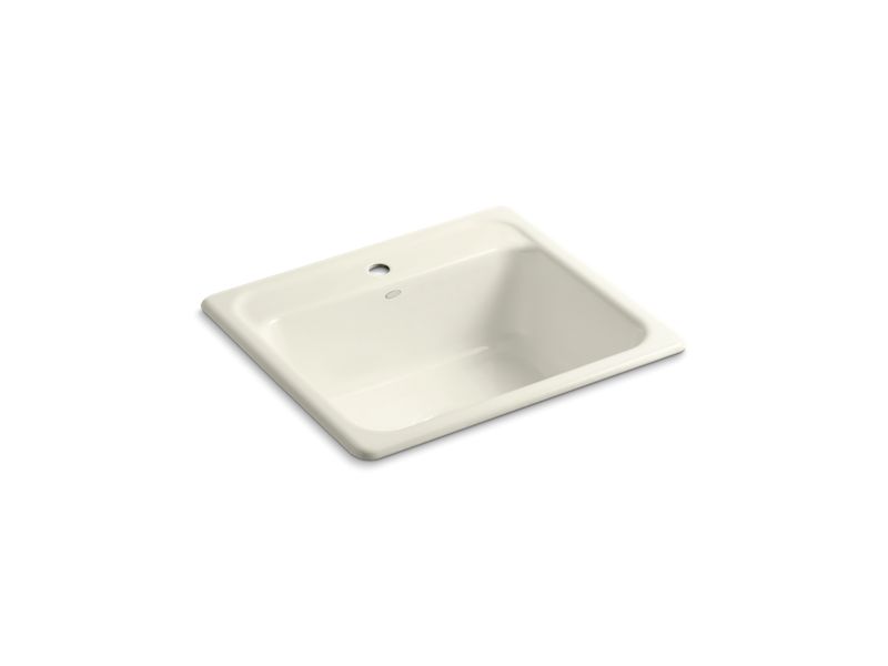 KOHLER K-5964-1-96 Biscuit Mayfield 25" x 22" x 8-3/4" top-mount single-bowl kitchen sink with single faucet hole