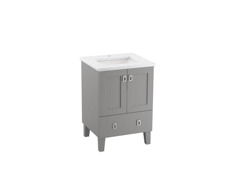 KOHLER K-99527-LG-1WT Mohair Grey Poplin 24" bathroom vanity cabinet