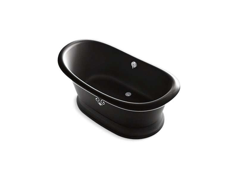 KOHLER K-21000-P5D-7 Artifacts 66-1/8" x 32-1/2" freestanding bath with Iron Black exterior and decorative border