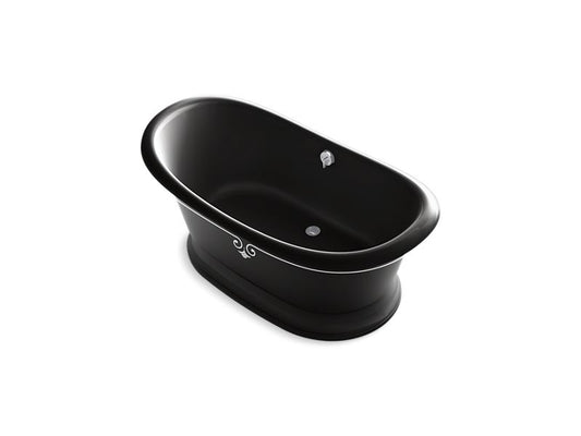 KOHLER K-21000-P5D-7 Artifacts 66-1/8" x 32-1/2" freestanding bath with Iron Black exterior and decorative border