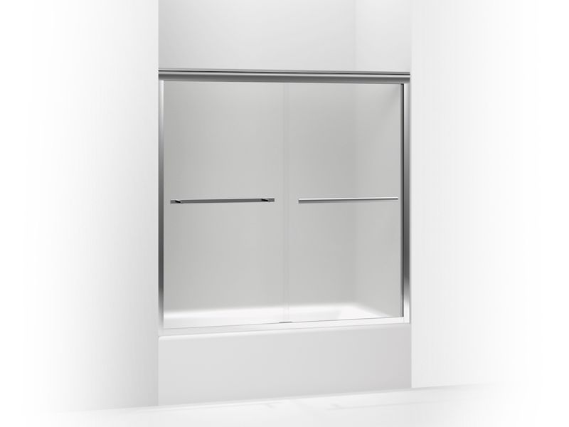 KOHLER K-709062-D3-SHP Gradient Sliding bath door, 58-1/16" H x 56-5/8 - 59-5/8" W, with 1/4" thick Frosted glass
