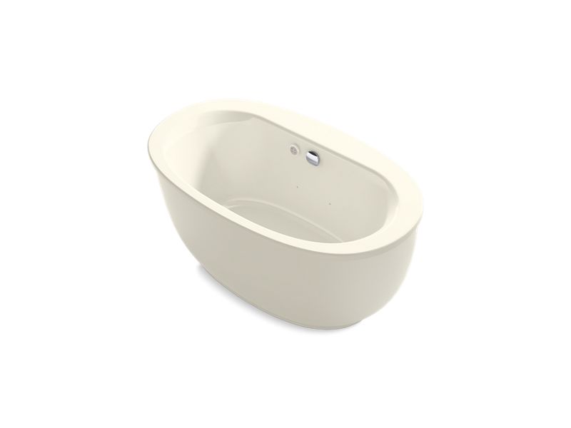 KOHLER K-24009-GH-96 Biscuit Sunstruck 60-1/2" x 34-1/2" freestanding Heated BubbleMassage air bath with fluted shroud