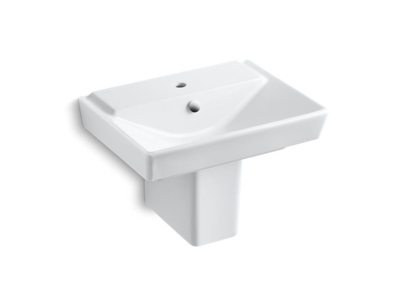 KOHLER K-5150-1-0 Rêve 23" semi-pedestal bathroom sink with single faucet hole and shroud