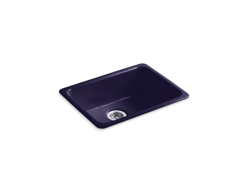 KOHLER K-6585-DGB Indigo Blue Iron/Tones 24-1/4" x 18-3/4" x 8-1/4" top-mount/undermount single-bowl kitchen sink